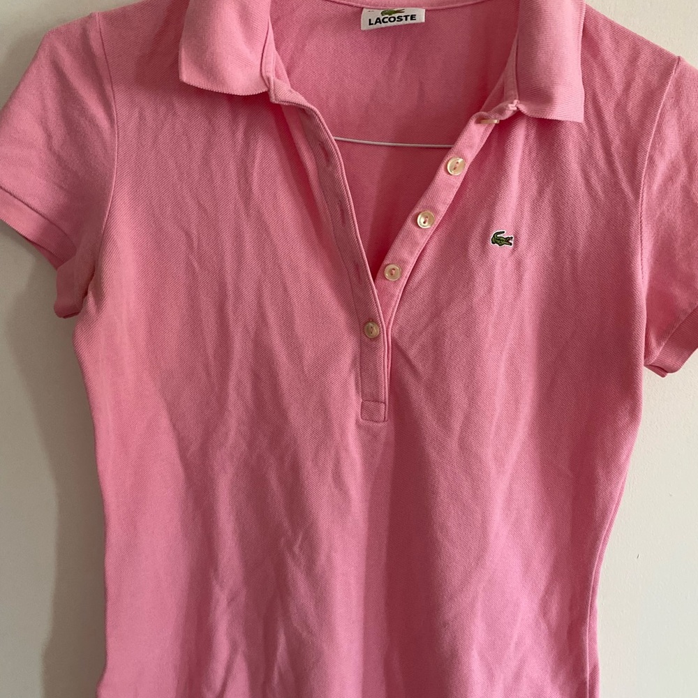 Lacoste Pink Fitted Polo Shirt Short Sleeve